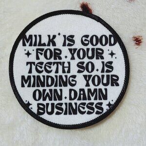Mind Your Business Funny DYI Fabric Hat Patch Glue Iron On Sew Custom Hat Patch